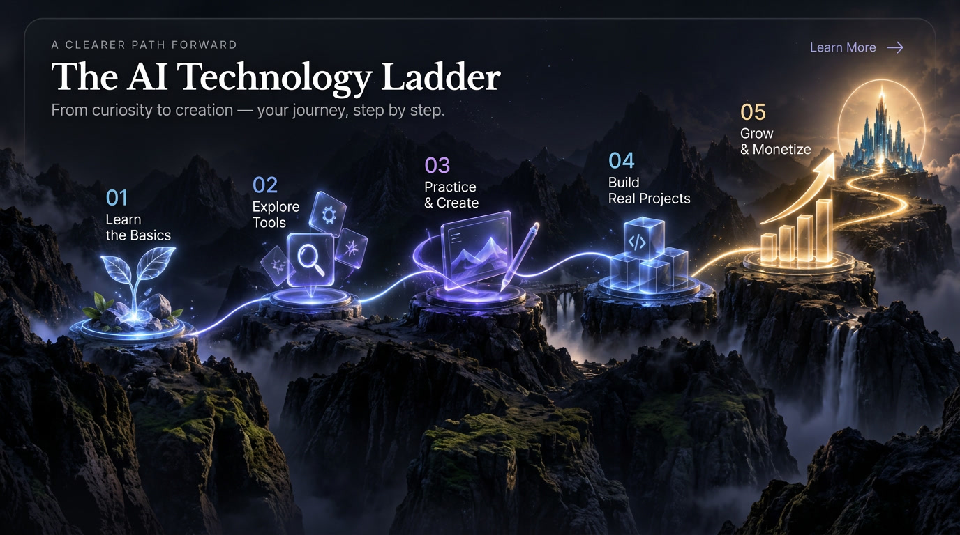 A visual AI technology ladder journey from learning to growth